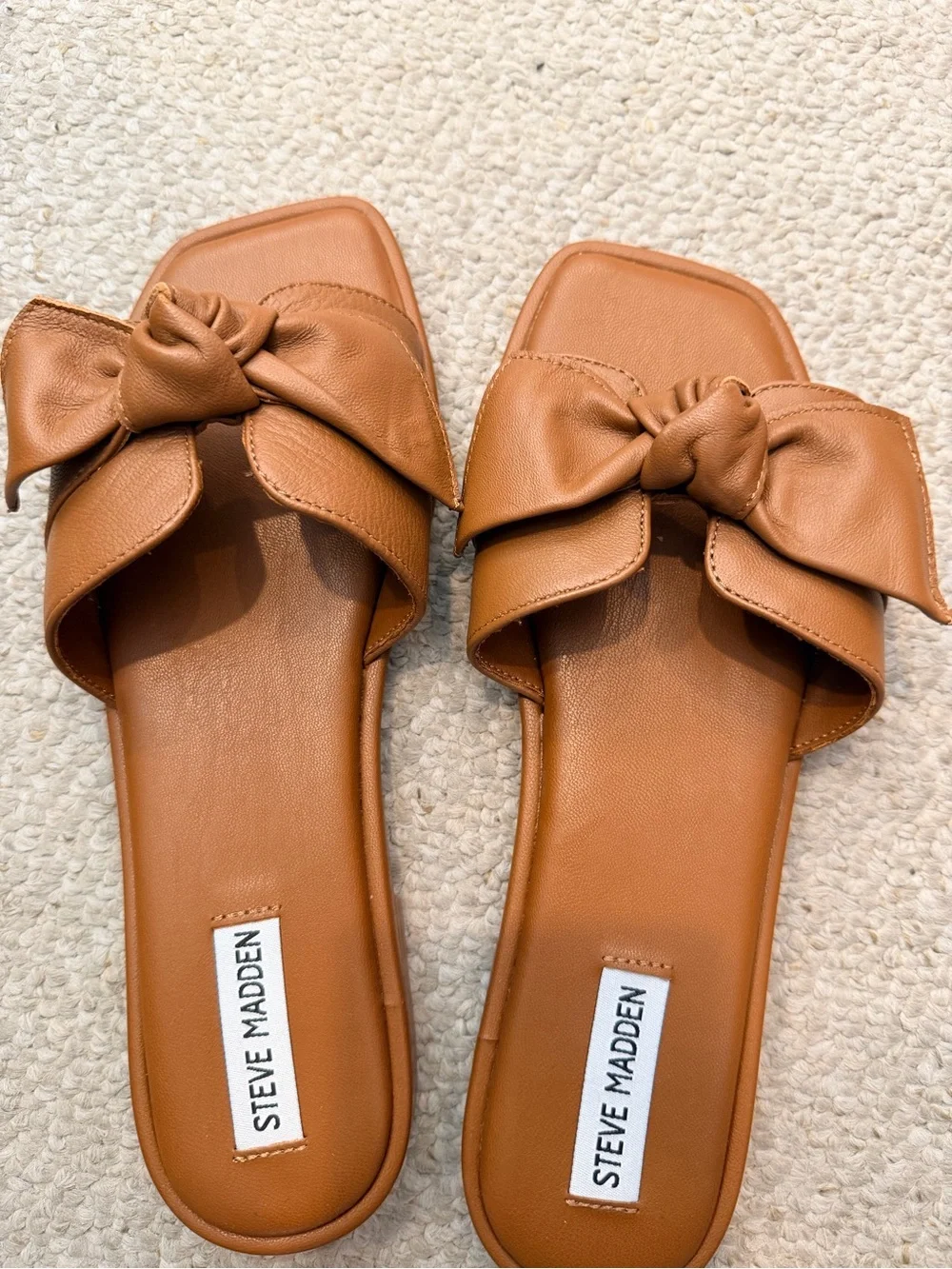Steve Madden Tan Knot Slide Sandals